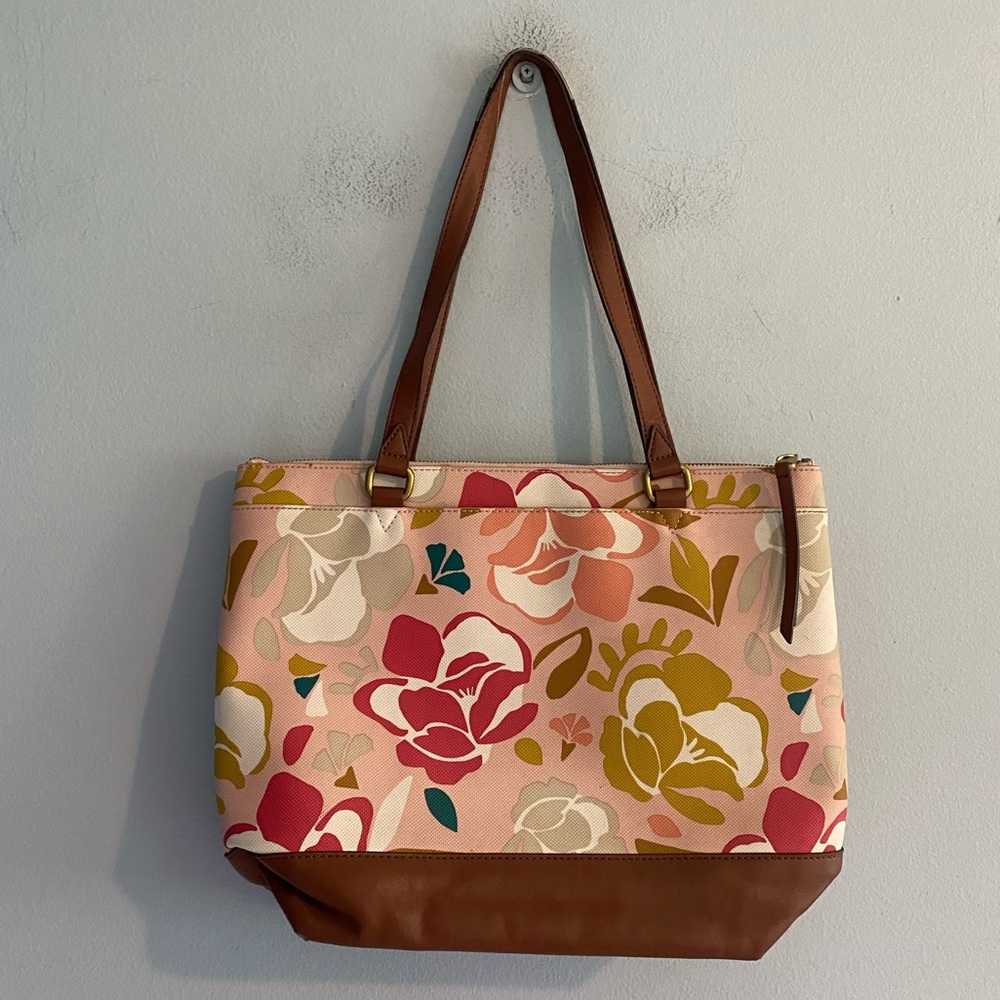 Fossil Women's Mother's Day Large Shopper Tote Pink Floral - Picture 10 of 11